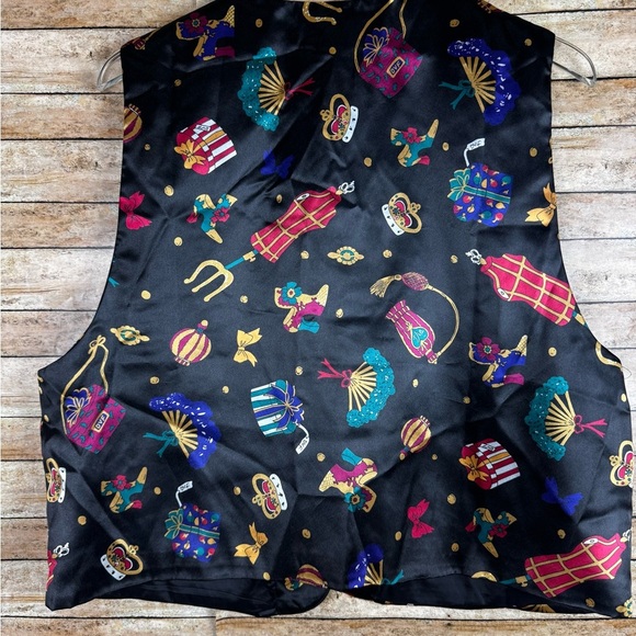 Diane Von Furstenberg Vest Women Color Authority Perfume Fan Crown Party Sz Lg - Picture 2 of 6